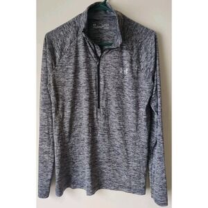 Under Armor Men's Heat Gear Half Zip Pullover Black/Gray Lightweight Size Large‎